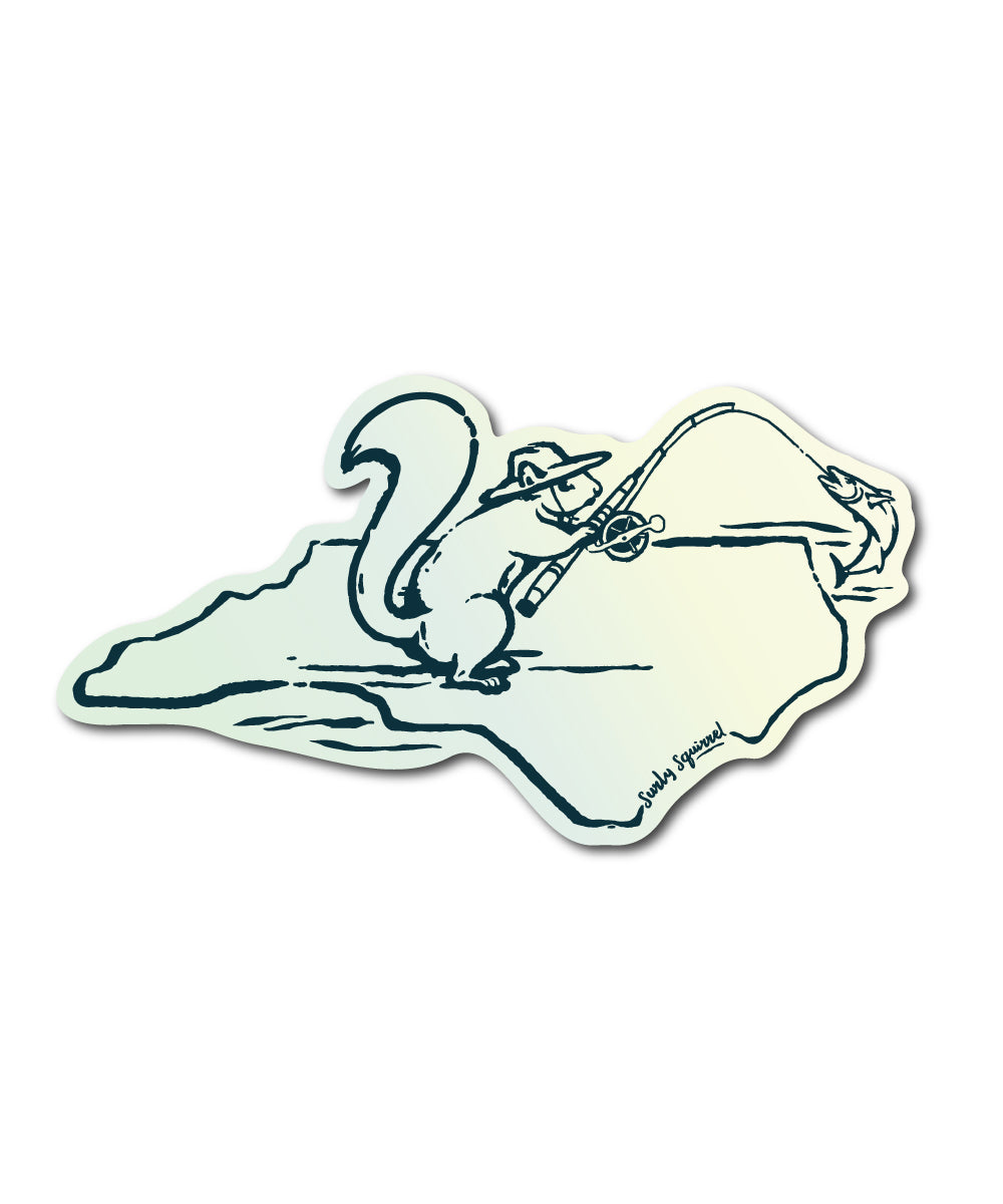 NC Fishing Squirrel Sticker