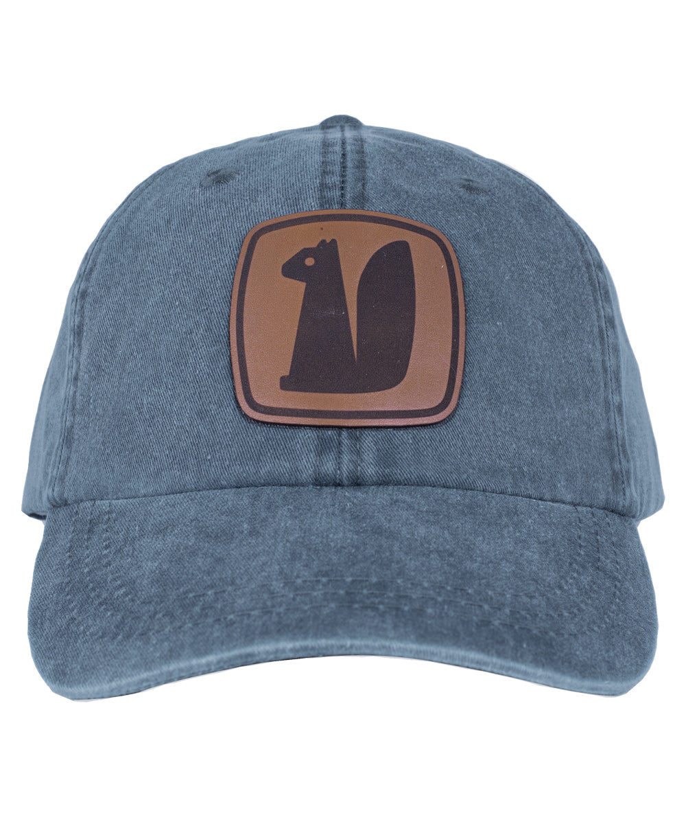 Surly Squirrel Logo Leather Patch Navy Dad Hat