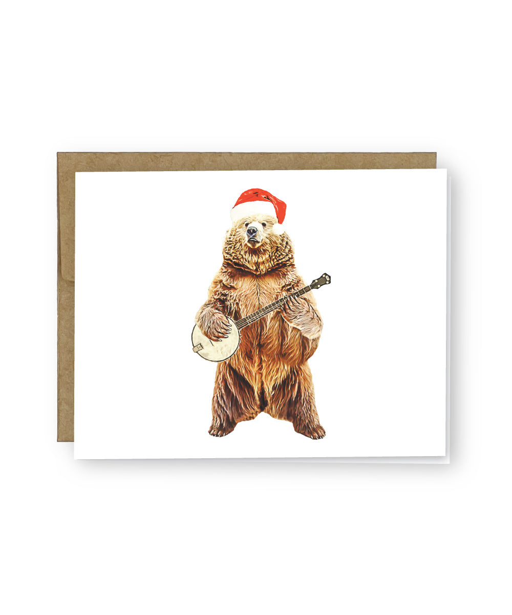 Banjo Bear Christmas Greeting Card