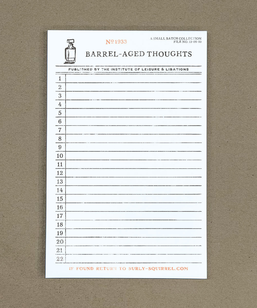 Barrel-Aged Thoughts Funny Bourbon Whiskey Notepad