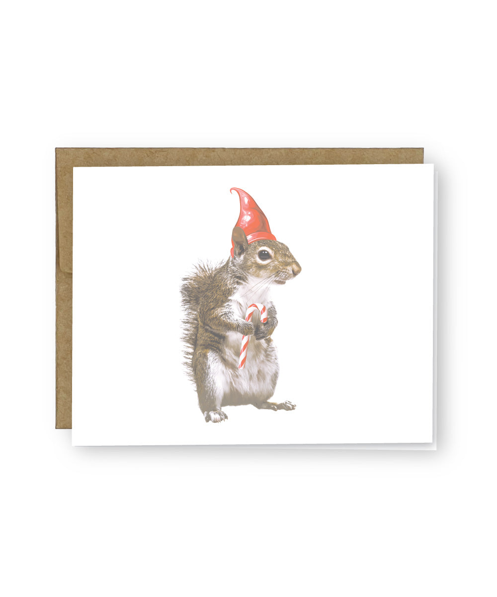 Christmas Squirrel Gnome Greeting Card