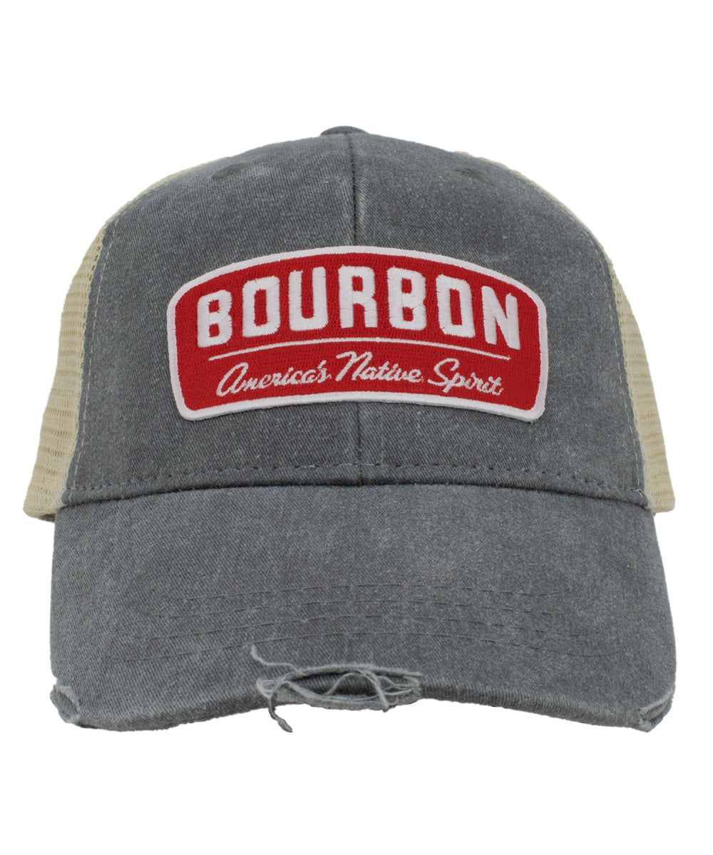 Bourbon Native Charcoal Distressed Trucker Hat