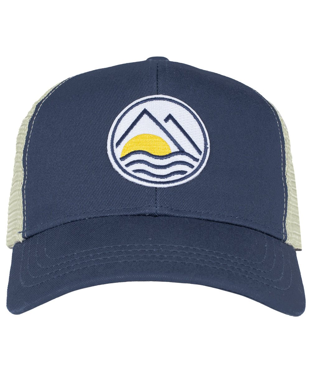 Mountains to Sea Blue Eco Trucker Hat
