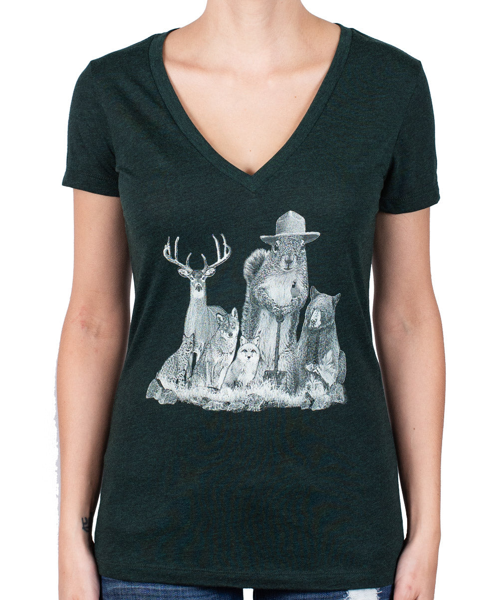 Smokey the Squirrel V-Neck T-Shirt
